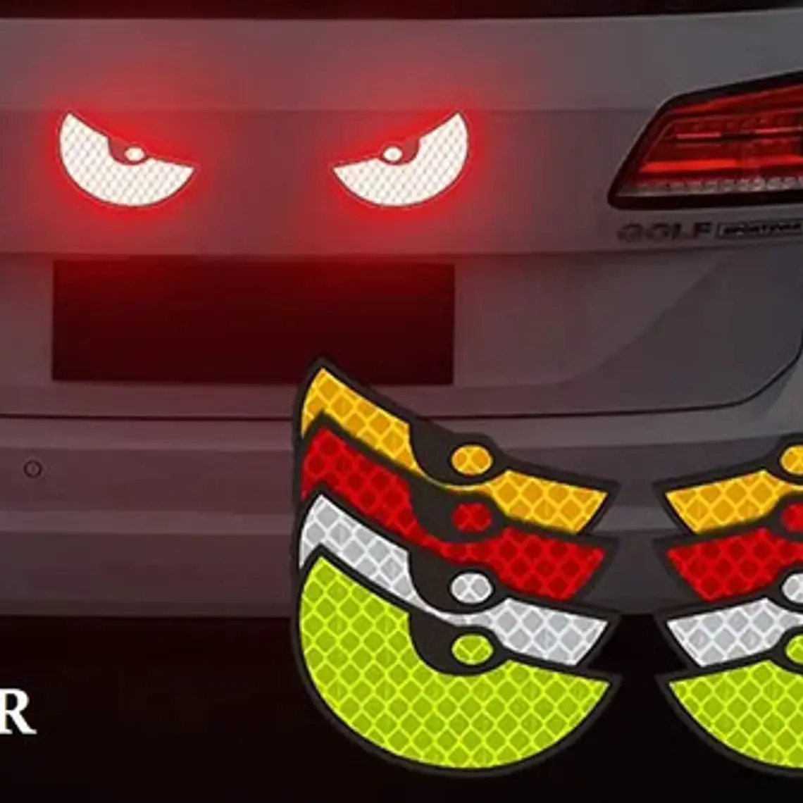  Stickers 3d Par Ojos Reflectantes Autoadhesivo Auto Tunning 1