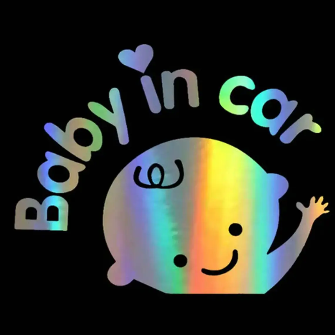 Sticker Autoadhesivo Baby In Car Holográfico Arcoiris  1