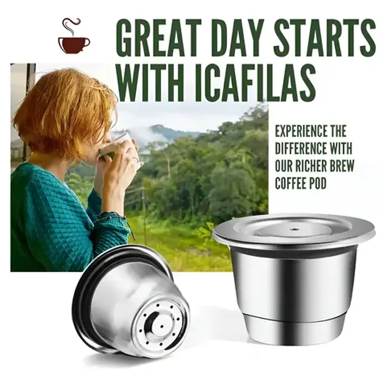2 Cápsulas Reutilizables Acero Para Nespresso +apisonador Y+ 5