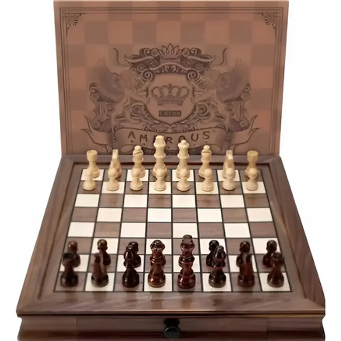 Tablero Ajedrez Premium Cajones Magnético Madera Fina 42cm 4