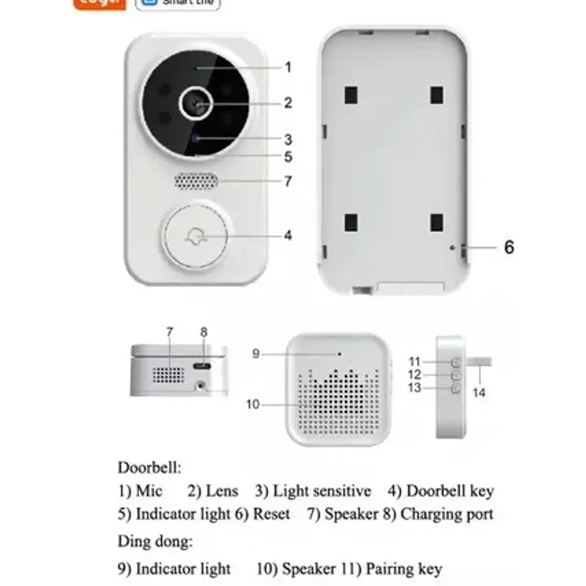 Timbre Cámara Wifi Tuya Seguridad Video Inalámbric Smartlife 7