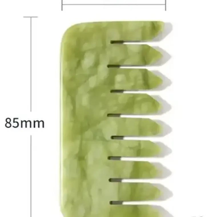 Peineta De Piedra Jade Verde Masaje Capilar 3
