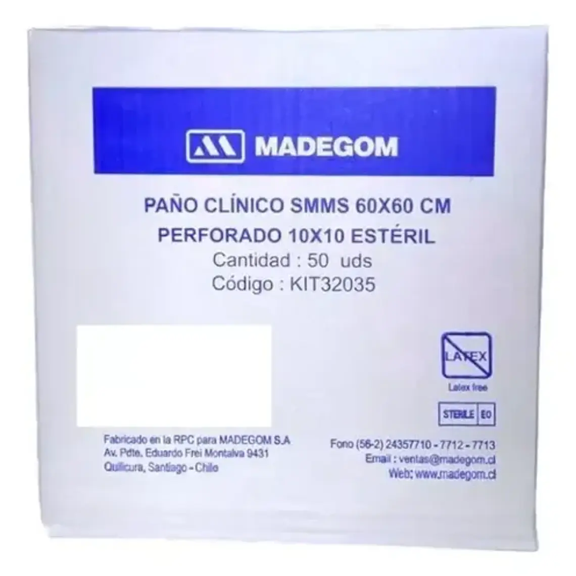 Paño De Campo Estéril Perforado 5u (60x60) Madegom Unidad 2