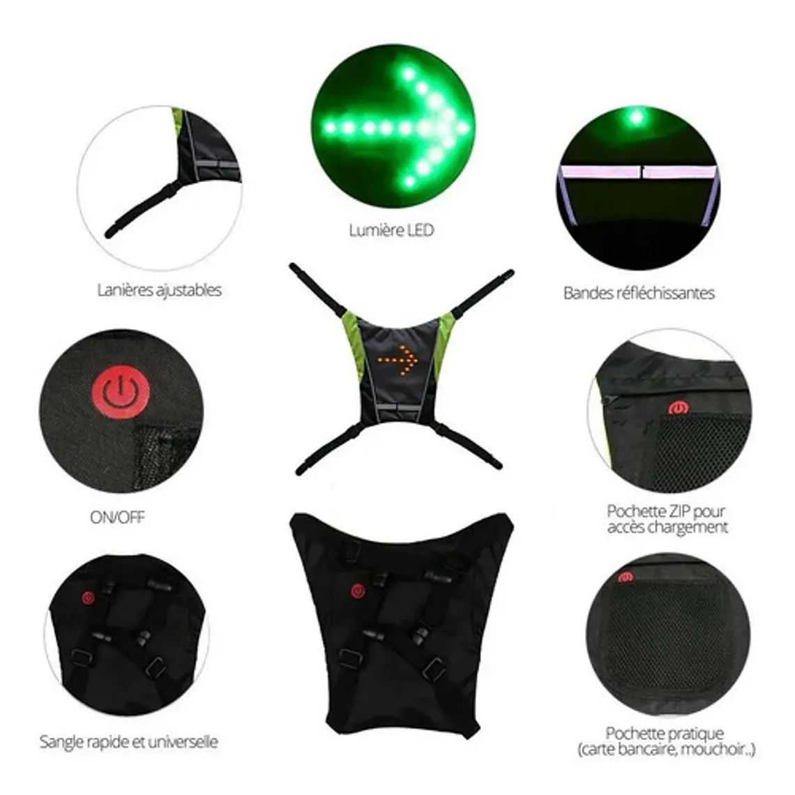 Arnés Led Mochila Chaleco Con Control Bicicleta Santiago 10