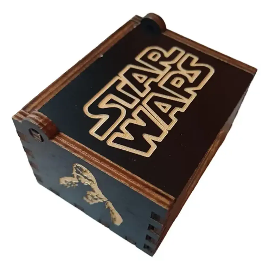 Caja Musical De Madera Con Manivela Star Wars Intro Famosa 3
