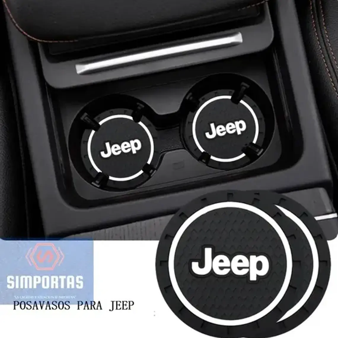 Posa Vasos Goma 7cm Diámetro Logo Jeep X 2 Unidades Santiago 8