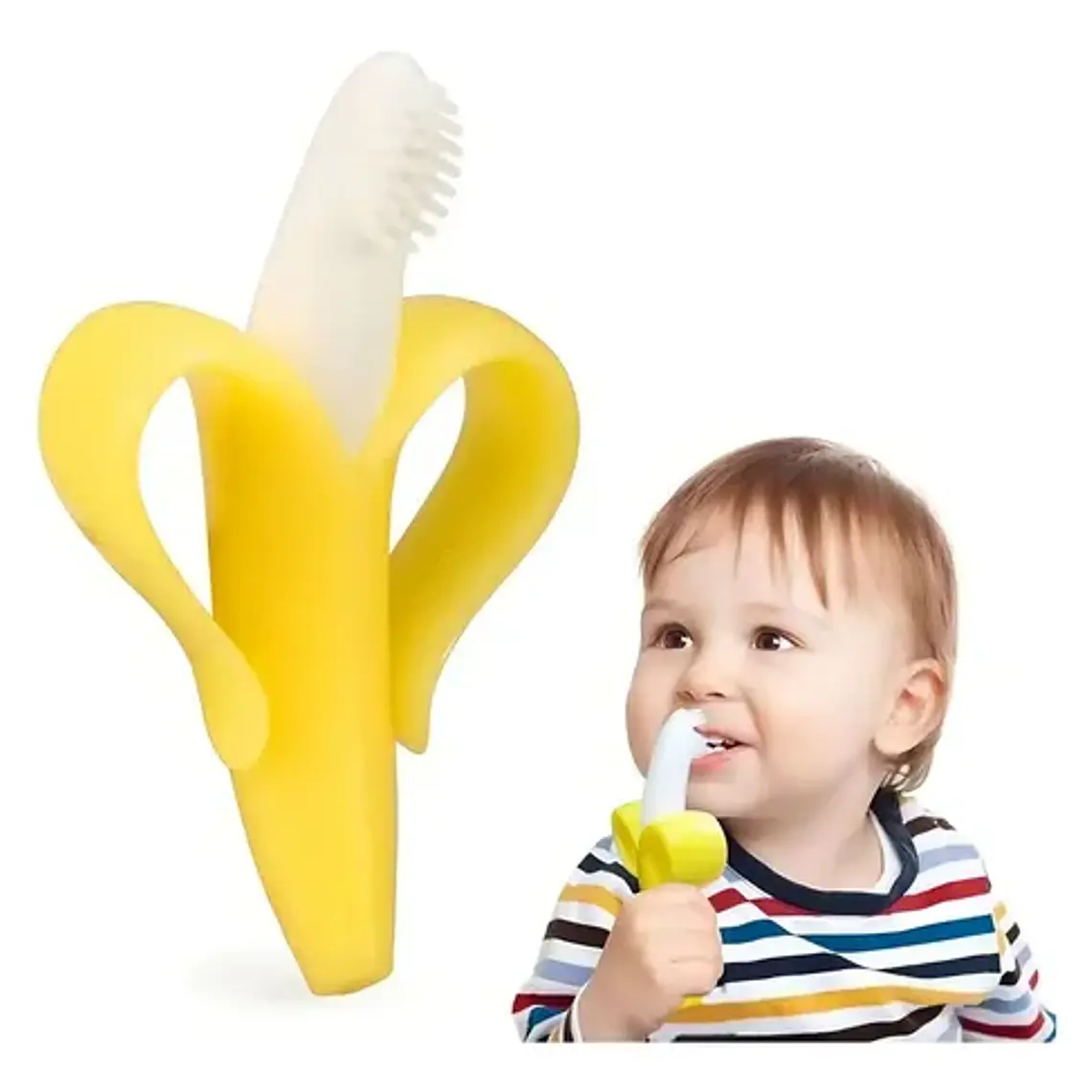 Mordedor Cepillo Infantil Baby Banana Silicona Cerdas Masajeadoras Amarillo 1