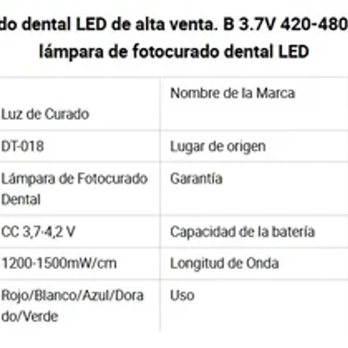 Lámpara Fotocurado Halógena Dental Tipo Pistola Calidad 7