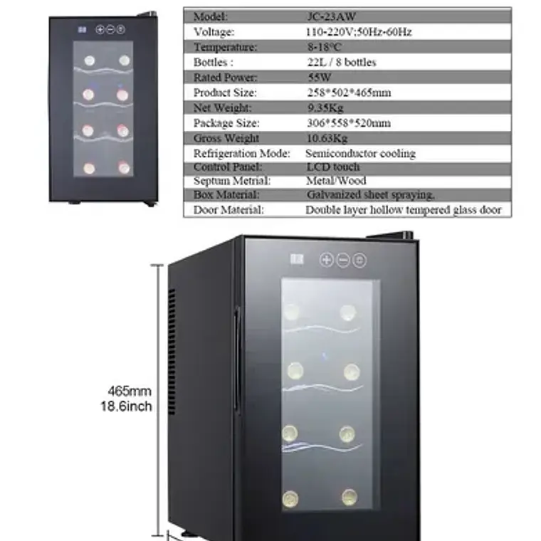 Cava Vino Termoeléctrica 18 Botellas Panel Pacard 10