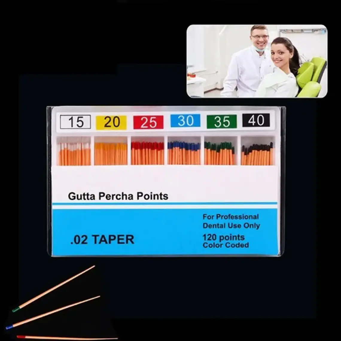 Conos De Gutapercha Para Endodoncia. 1 Cajita De 120u Stgo. 9