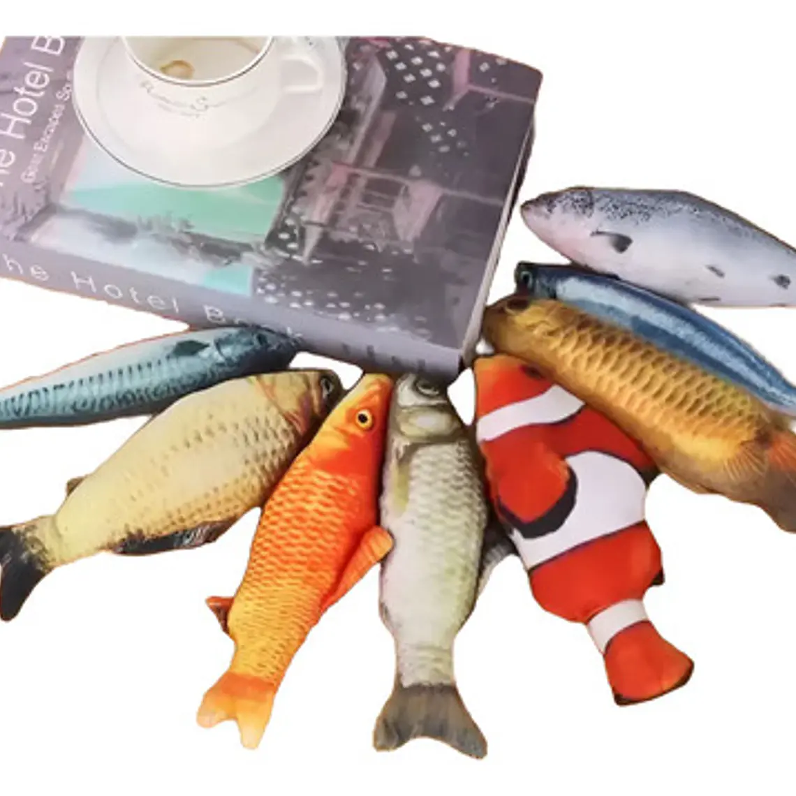Juguete Pescado Almohada Para Gatos Set De 5 Peces 20cms 1