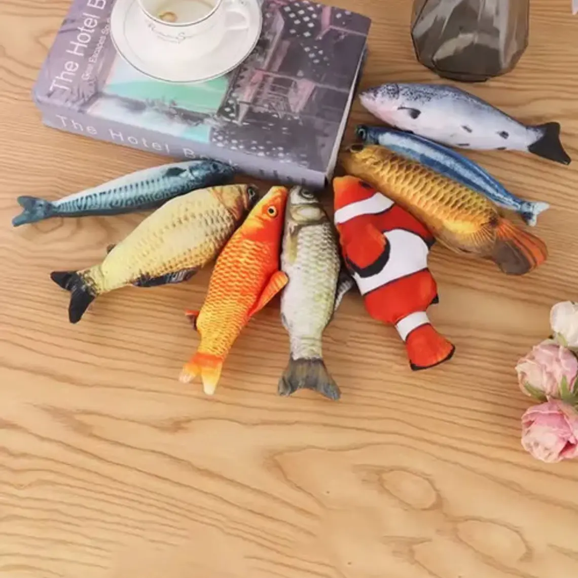 Juguete Pescado Almohada Para Gatos Set De 5 Peces 20cms 2