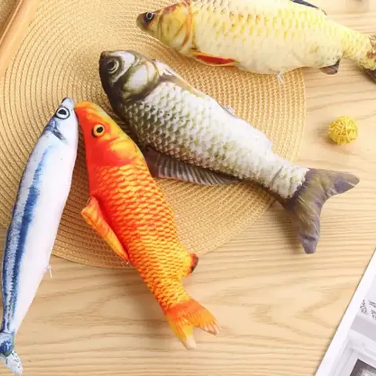 Juguete Pescado Almohada Para Gatos Set De 5 Peces 20cms 3