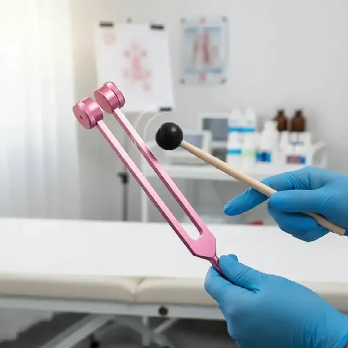 Kit Diapason Medico + Mazo Frecuencia Examen Reflejo 128 Hz 3