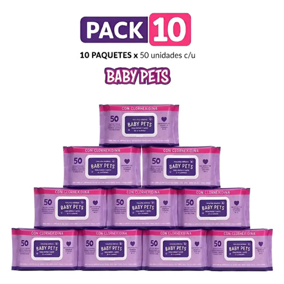 Toallas Húmedas Perro Gato Mascota Clorhexidina 50u Pack X10 1