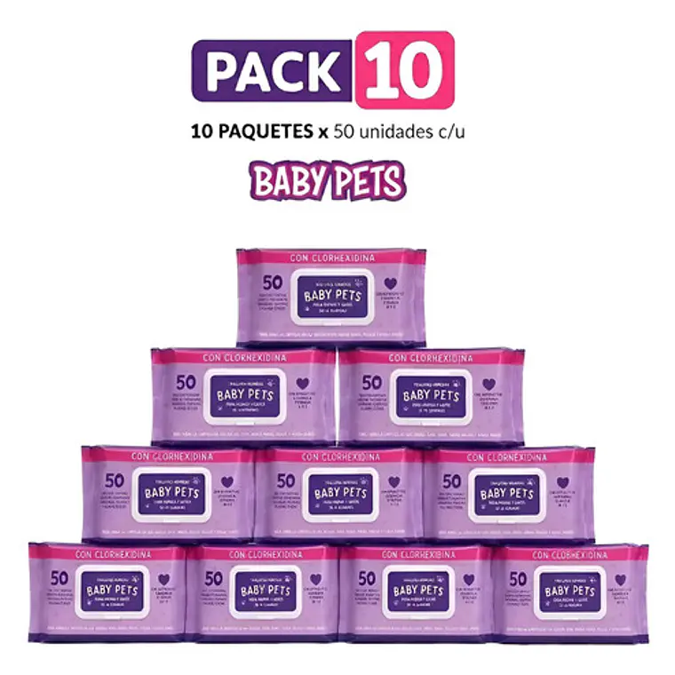 Toallas Húmedas Perro Gato Mascota Clorhexidina 50u Pack X10 1