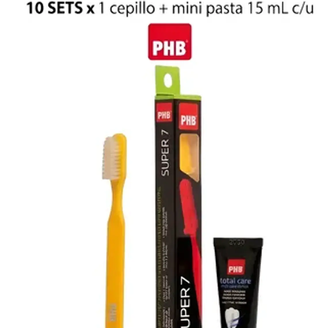 Cepillo Phb Súper 7 + Mini Pasta 15ml Pack X10 Unidades 1