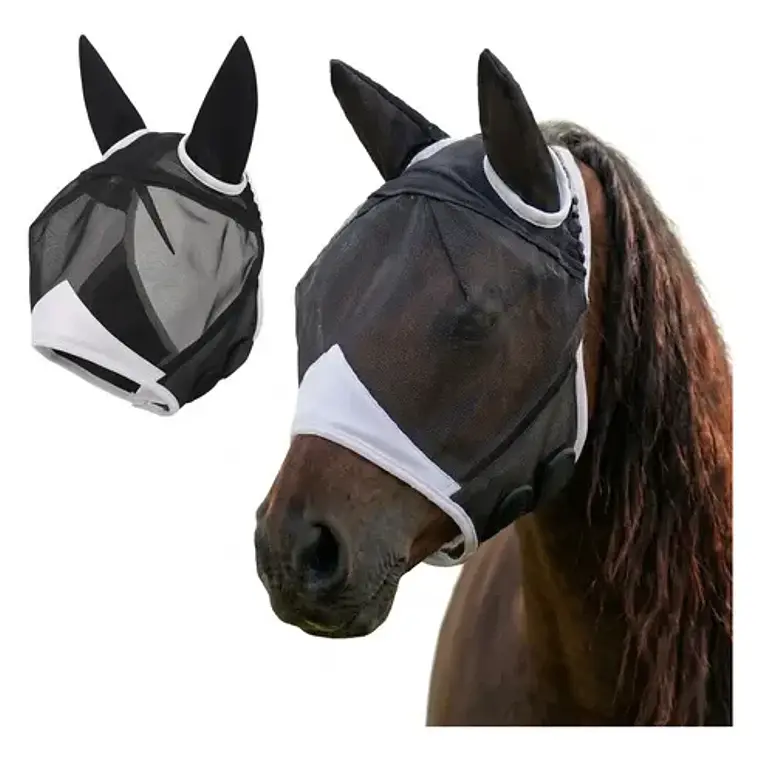 Máscara Anti-moscas Para Caballos Transpirable Orejas Tela 1