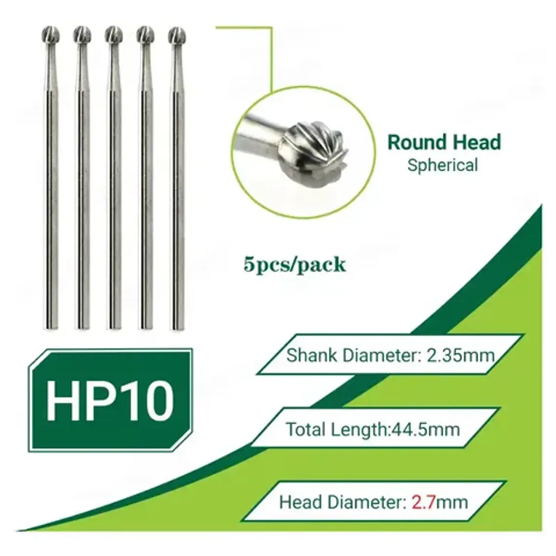 Set De 5 Fresas Carbide Para Cirugía Oral Dental Pieza Recta 1