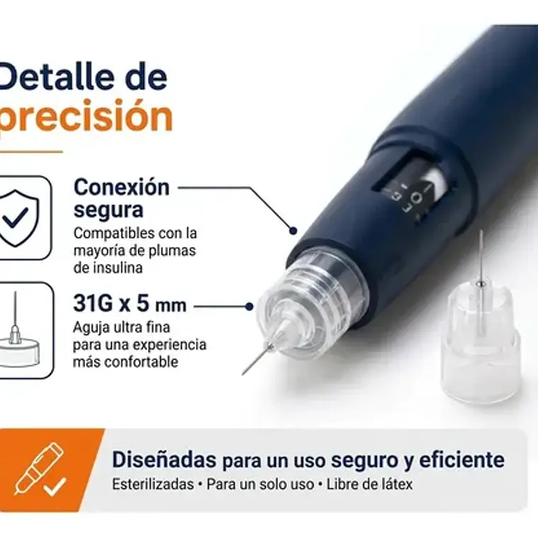 Aguja Lápiz Insulina 31g X 5mm Ultra Fina Caja 100 Unidades 6
