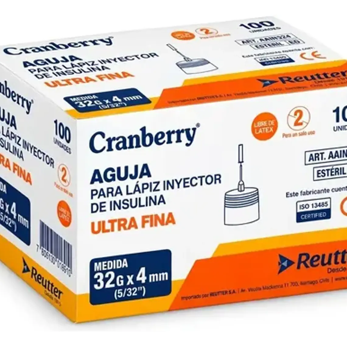 Aguja Lápiz Insulina 32g X 4mm Ultra Fina Caja 100 Unidades 2