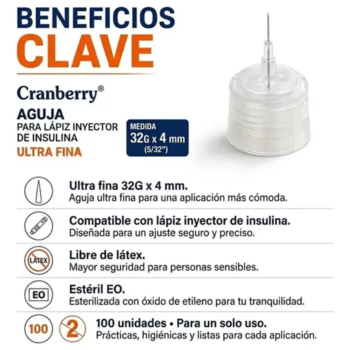 Aguja Lápiz Insulina 32g X 4mm Ultra Fina Caja 100 Unidades 5