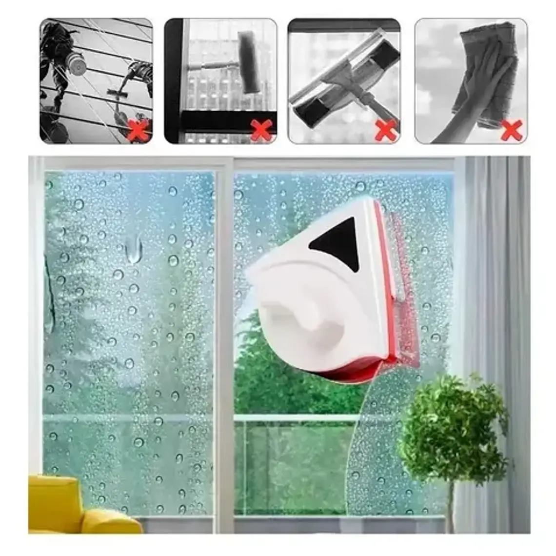 Limpiador De Vidrio Magnetico Limpiavidrios Ventanas Hogar 3