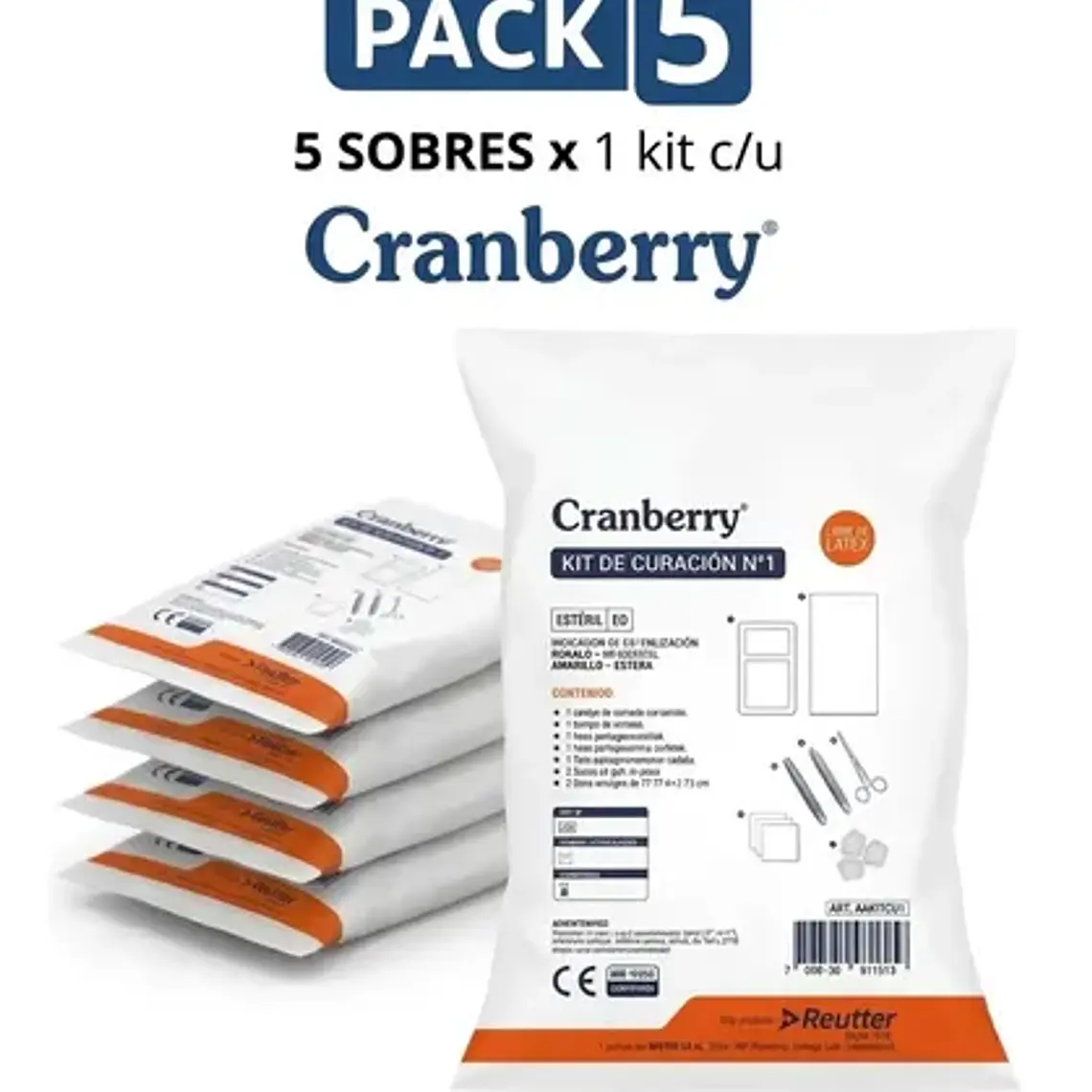 Kit De Curación Desechable N°1 Cranberry Pack X5 Unidades 1