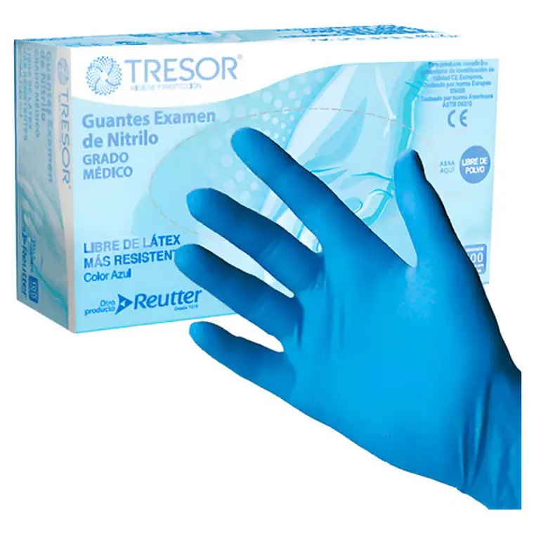 Guantes Descartables Tresor Examinación De Nitrilo 1