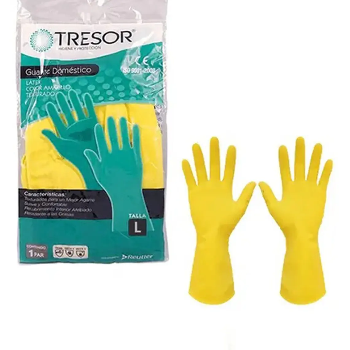 Guantes De Limpieza Domestico De Latex Tresor Talla L -1 Par 1