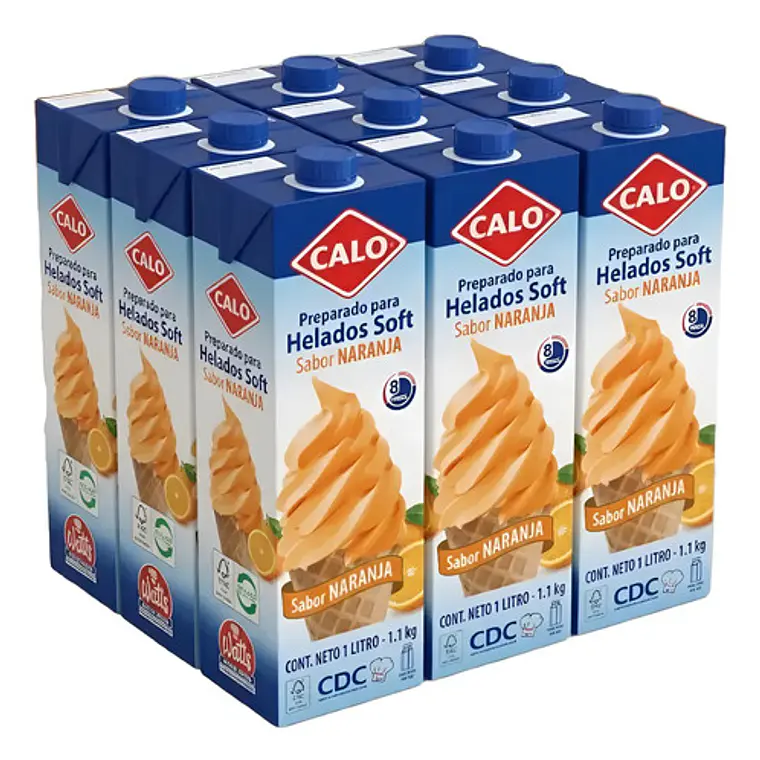 Mezcla Para Helados Soft Calo Naranja 1l Pack X12 Unidades 1