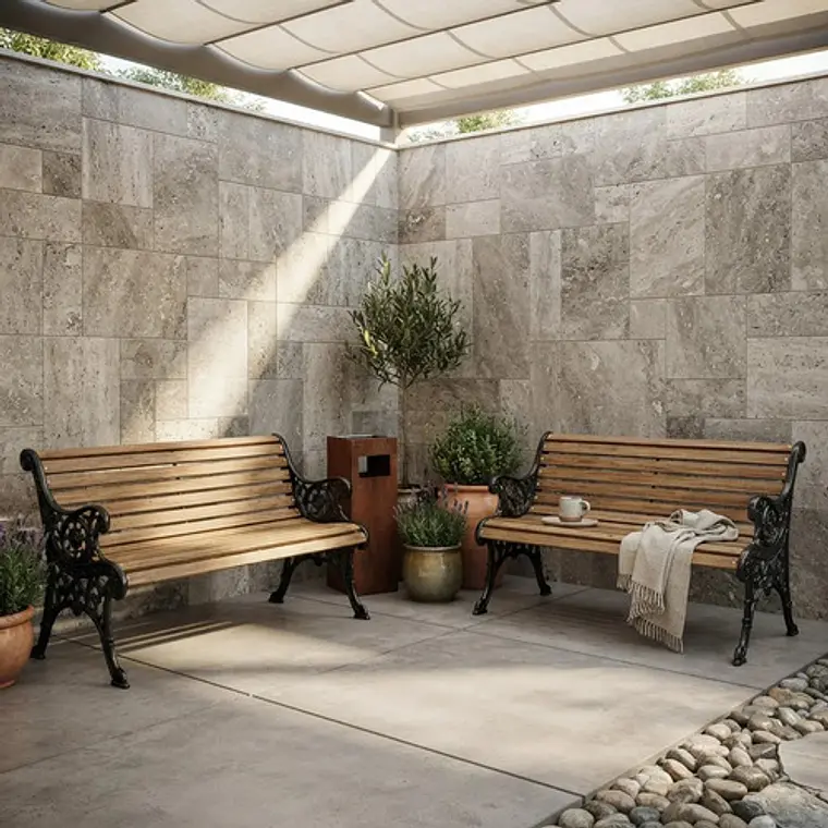 Escaño De Plaza 1.26cm Madera Y Acero Envío Gratis Iva Inc 3