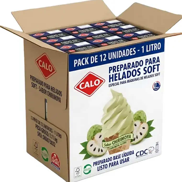 Mezcla Para Helados Soft Calo Chirimoya 1l Pack X12 Unidades 1
