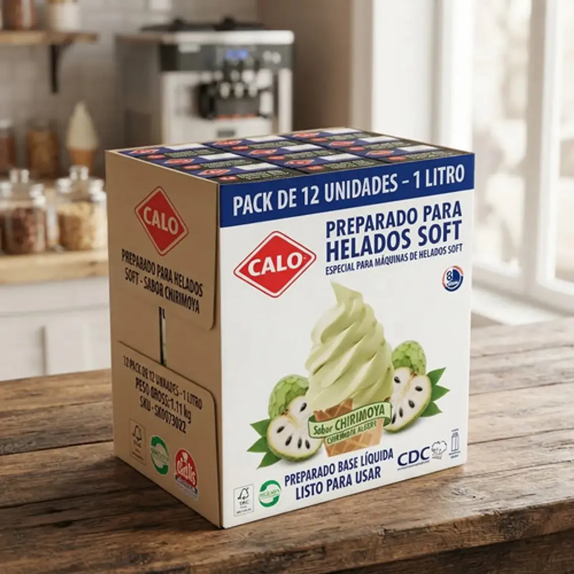 Mezcla Para Helados Soft Calo Chirimoya 1l Pack X12 Unidades 3