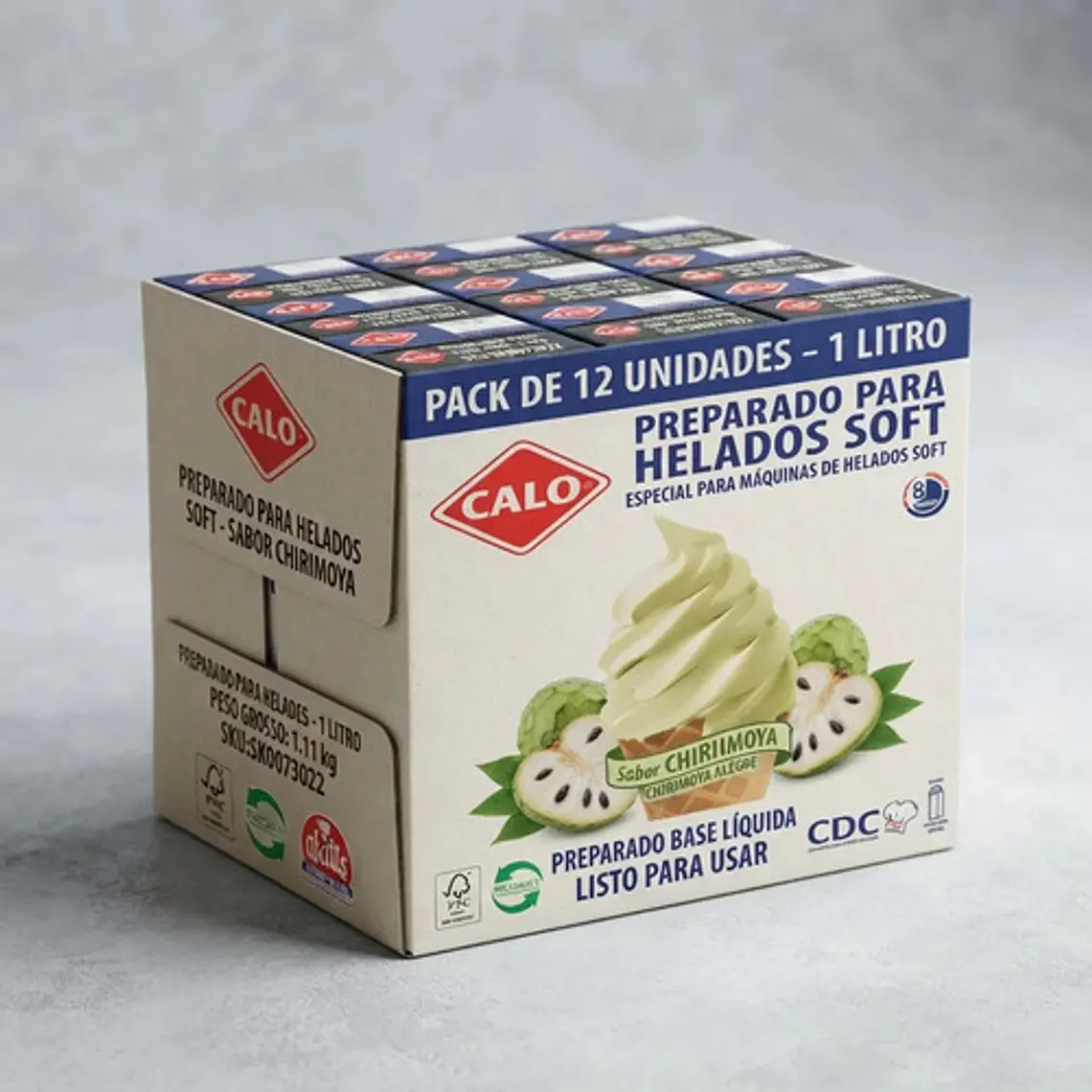 Mezcla Para Helados Soft Calo Chirimoya 1l Pack X12 Unidades 6