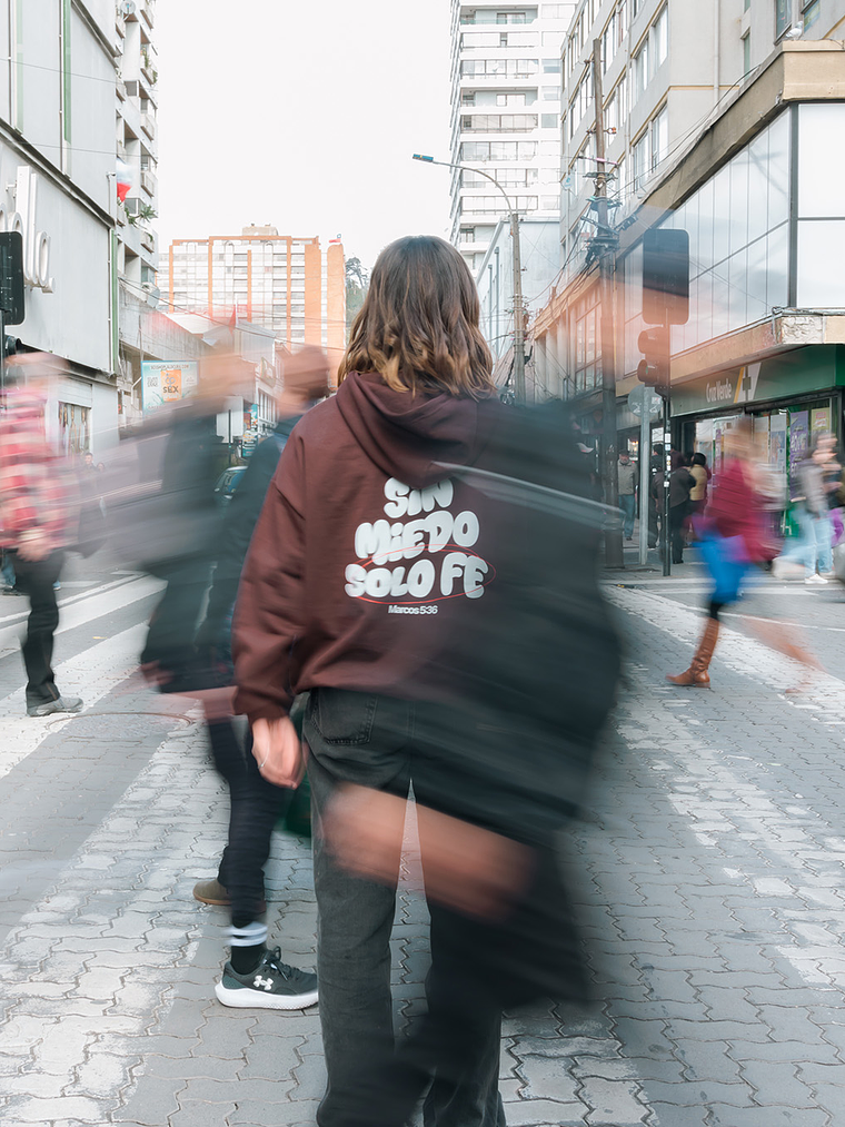 HOODIE CAFÉ - SIN MIEDO - BOXY FIT 1