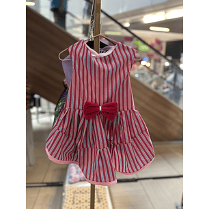 Vestido Lineas Rojas con rosado 