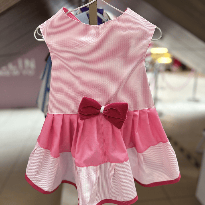 Vestido Lineas rosado  1