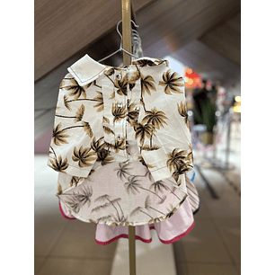 Guayabera blanca con palmeras 