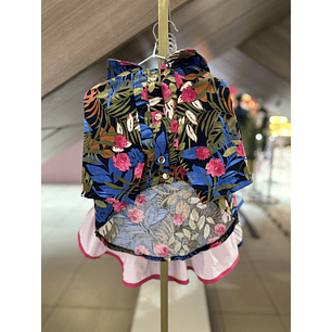 Guayabera Negras con flores 