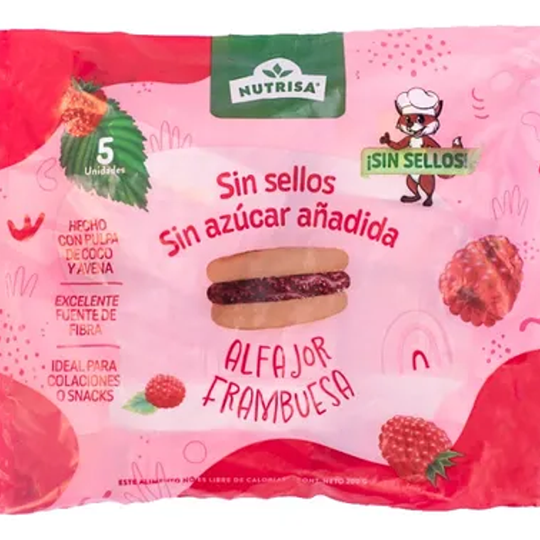 ALFAJOR FRAMBUESA NUTRISA BOLSA X 5 UN - CATEDRAL 1