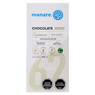 CHOCOLATE SIN AZÚCAR 62% CACAO ORGÁNICO 100 G - CATEDRAL