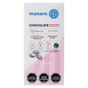 CHOCOLATE CON ALMENDRAS ORGÁNICO 70% CACAO 100 G - CATEDRAL