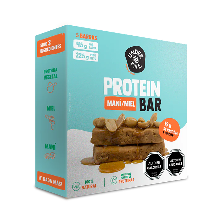 BARRA PROTEINA UNDERFIVE SABOR MANÍ/MIEL DISPLAY 5 UNID 225 GRS - CATEDRAL 1