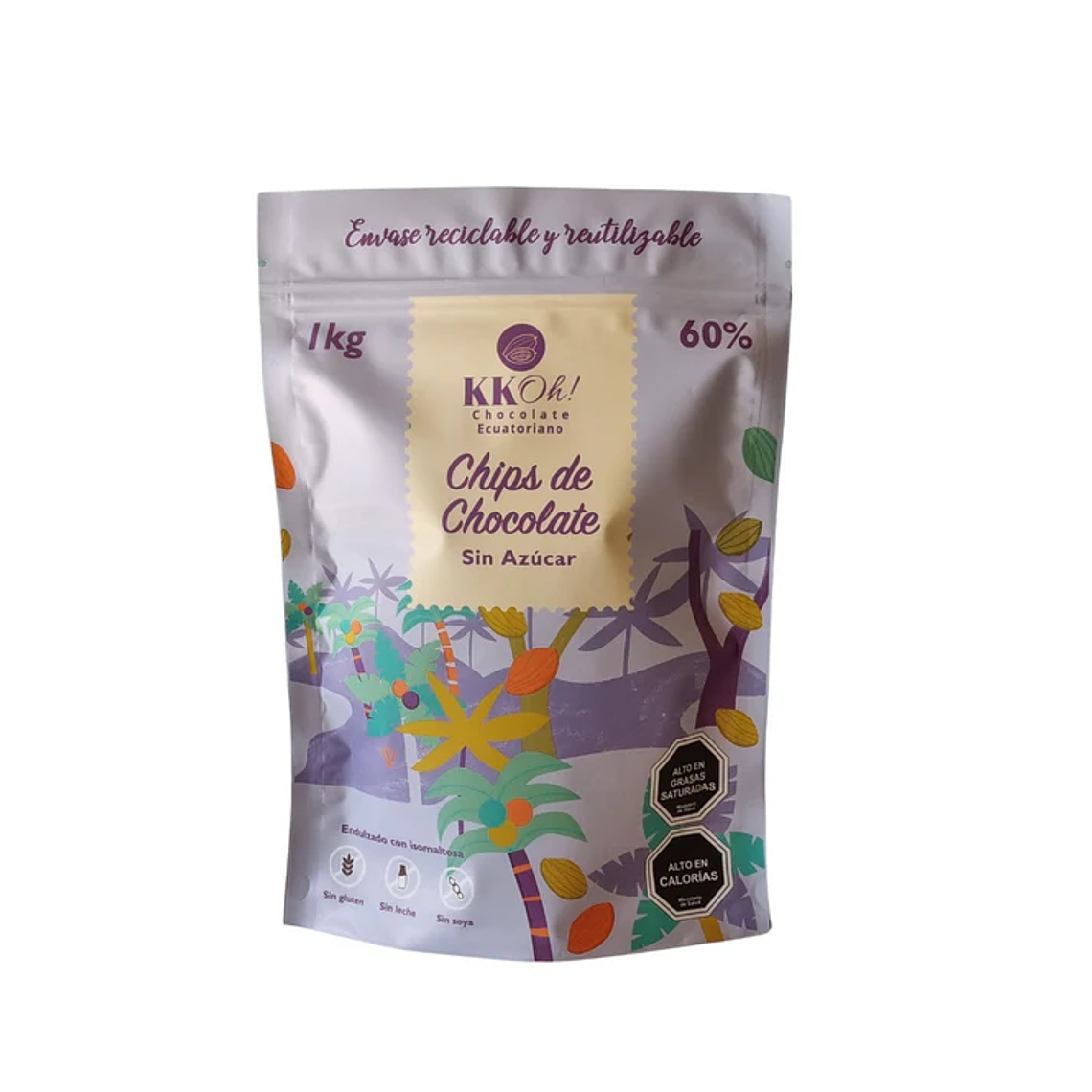 CHIPS KKOH CHOCOLATES 60% SIN AZUCAR 500GR - CATEDRAL 1