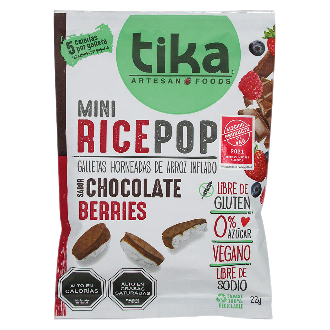 GALLETAS TIKA MINI RICEPOP CHOCOLATE BERRIES 22 G - CATEDRAL 1