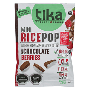 GALLETAS TIKA MINI RICEPOP CHOCOLATE BERRIES 22 G - CATEDRAL