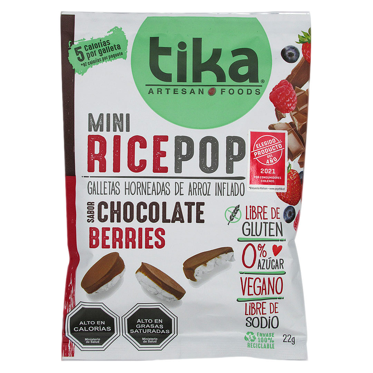 GALLETAS TIKA MINI RICEPOP CHOCOLATE BERRIES 22 G - CATEDRAL 1