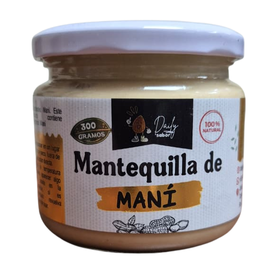 MANTEQUILLA DE MANI NATURAL 300GR ARTESANAL 1
