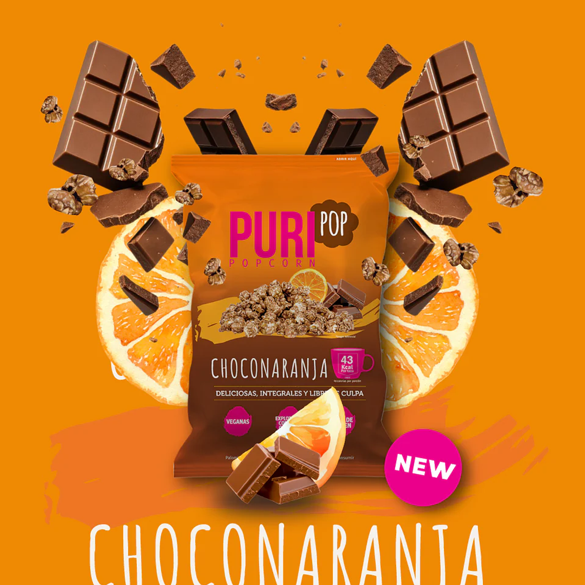 PURIPOP POPCORN CHOCOLATE NARANJA 170GR 1